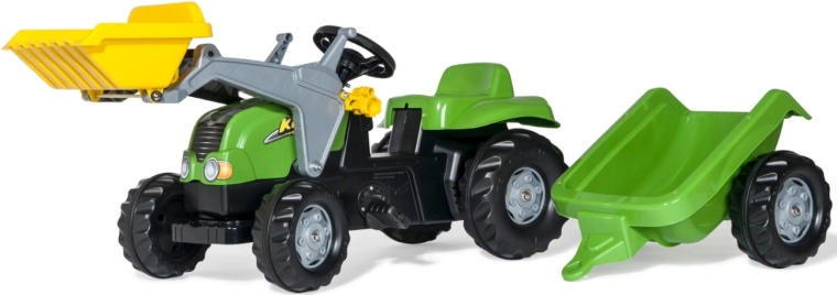 Rolly Toys rollyKid-X šliapací traktor s nakladačom a prívesom zelený