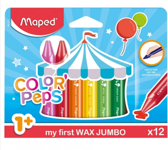 Voskové pastelky pre najmenších 1+ MAPED, 12 farieb