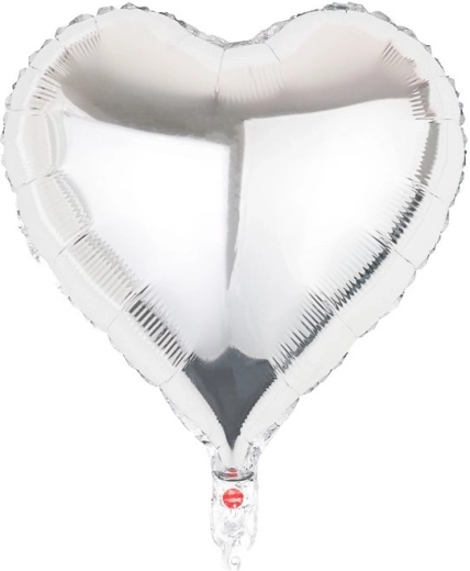 Strieborný fóliový balónik srdce 45 cm