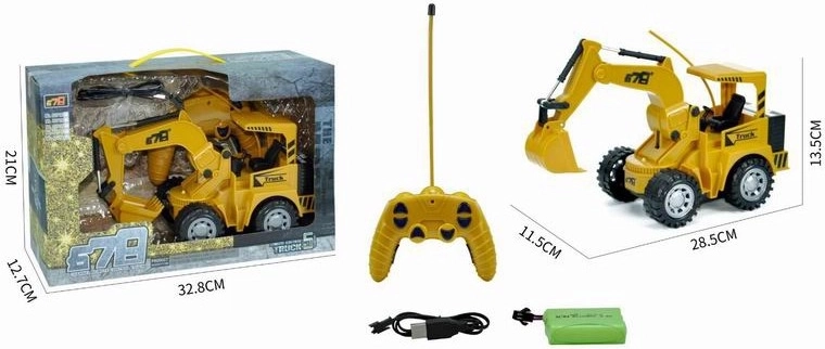 RC diaľkovo ovládaný stavebný bager 5CH s USB nabíjaním