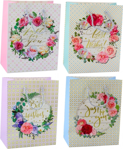 Darčeková Taška Kvetinové Vzory Best Wishes 23 x 18 x 10,5 cm