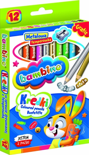 Bambino okrúhle pastelky 12 farieb s orezávačkou