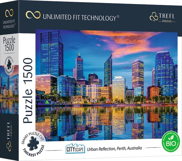 Puzzle TREFL UFT Cityscape – odraz mesta Perth, Austrália, 1500 dielikov