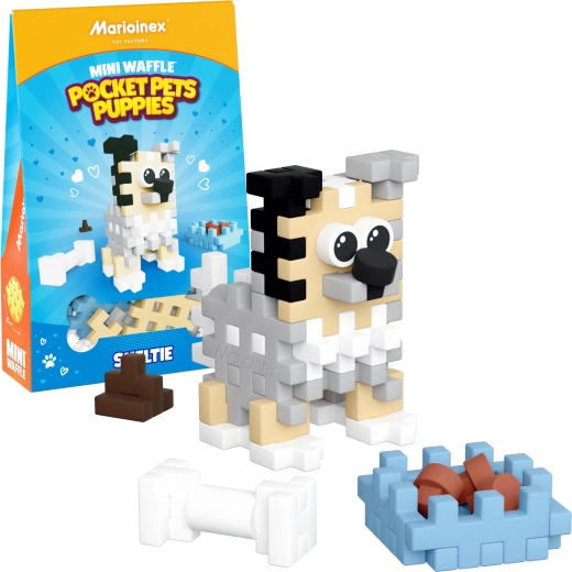 Stavebnica Mini Waffle Pocket Pets – šteniatko Sheltie od Marioinex