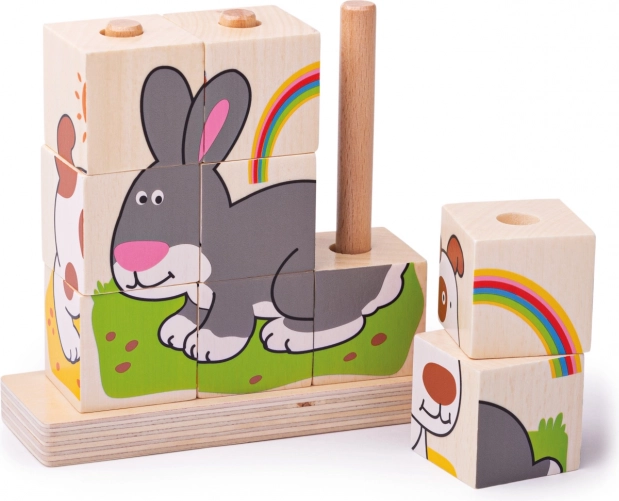 Bigjigs Baby drevené nasadzovacie kocky zvieratká