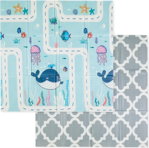Skladacia podložka na hranie Petite&Mars Campy L 130 × 200 cm animals & hexagon