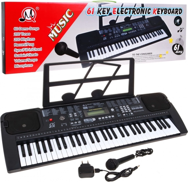 Elektronický kláves s mikrofónom pre deti 5+ MP3 Taktometer Rádio USB