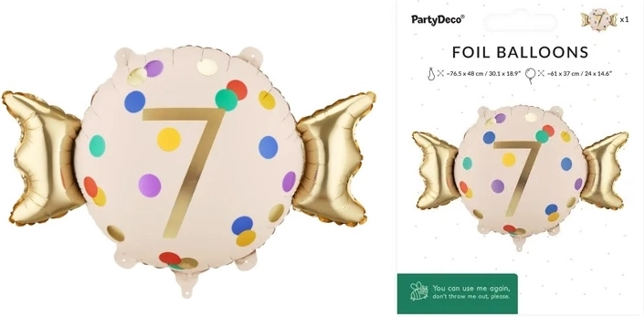 Fóliový balón Bonbón s číslom 7 (mix farieb)