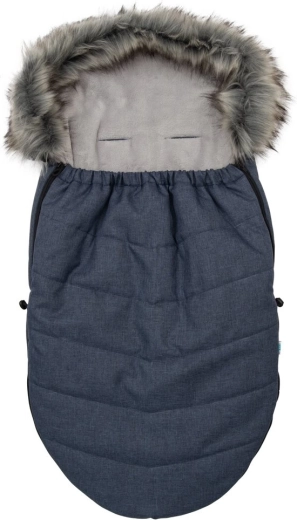 Detský fusak s kožušinou tmavomodrý NEW BABY