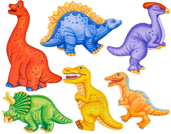 6 dinosauřích magnetek na odliatie a vyfarbenie