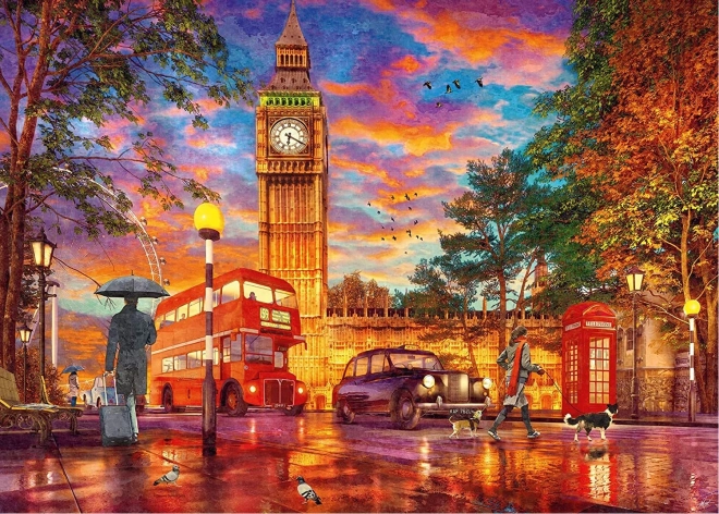 Puzzle Západ slnka nad Parlamentným námestím Londýn 1000 dielikov