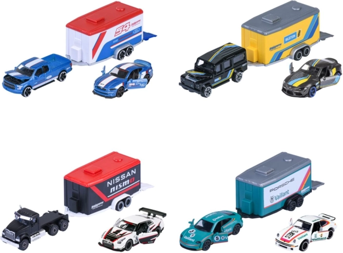 Pretekárske auto s prepravným prívesom