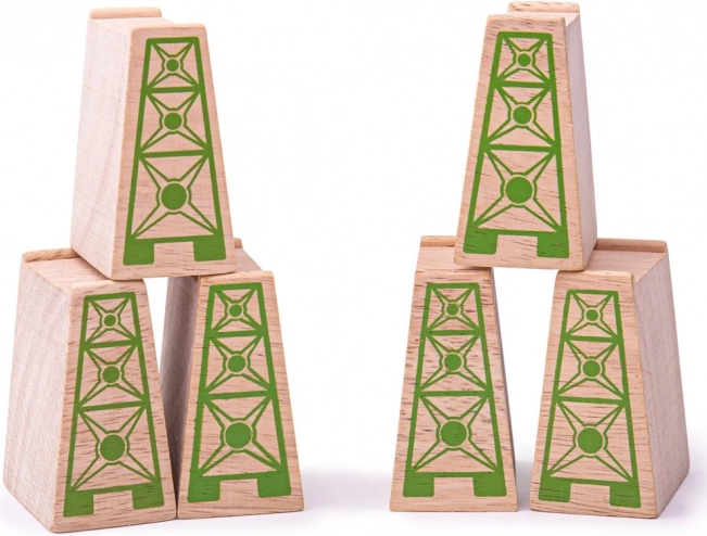 Drevené mostné piliere pre vláčikodráhu 6 ks BIGJIGS RAIL