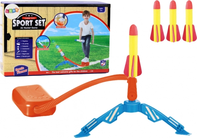 Penový raketomet žltý - pumpička a 3 rakety