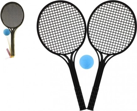 Sada na soft tenis s čiernymi raketami a loptičkou