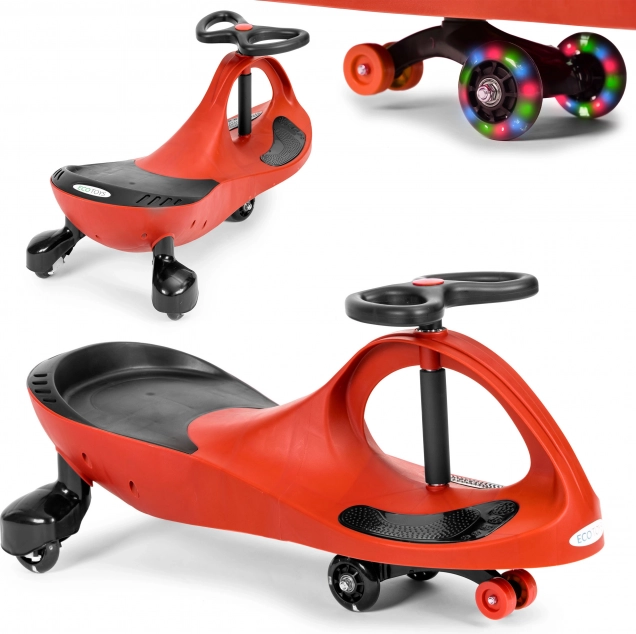 Odrážadlo wiggle car s LED kolesami – ECOTOYS, červené
