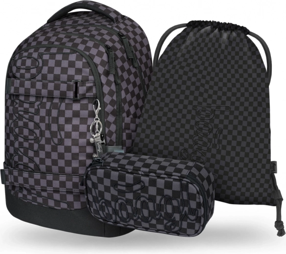 Súprava školských potrieb BAAGL Skate Max sivá: batoh, peračník a vrecko