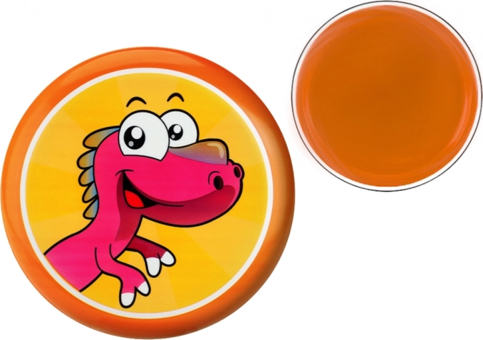 Lietajúci tanier s dinosaurom oranžový 20 cm