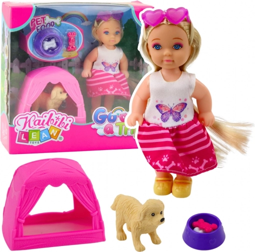 Mini bábika so psom, stanom a doplnkami