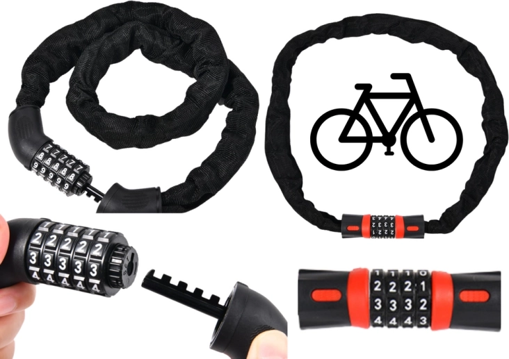 Reťazový zámok na bicykel s 5-miestnym číselným kódom