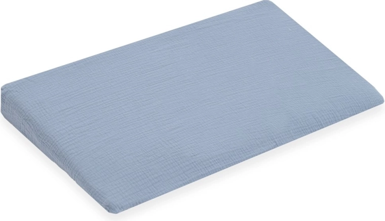 Mušelínový poťah na detský vankúš – klin NEW BABY Standard 59×37 cm, modrý