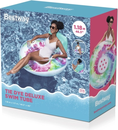 Nafukovací kruh s opierkou Bestway Tie Dye 118 × 117 cm