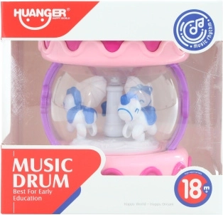 ružový detský bubienok na batérie so svetlami a melódiami