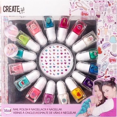 Create It! laky na nechty – sada 16 farieb s ozdobami