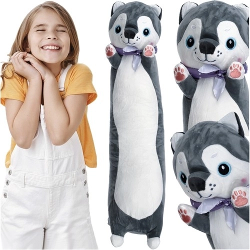 Plyšový pes husky 70 cm KRUZZEL – dlhá maznacia hračka a vankúš
