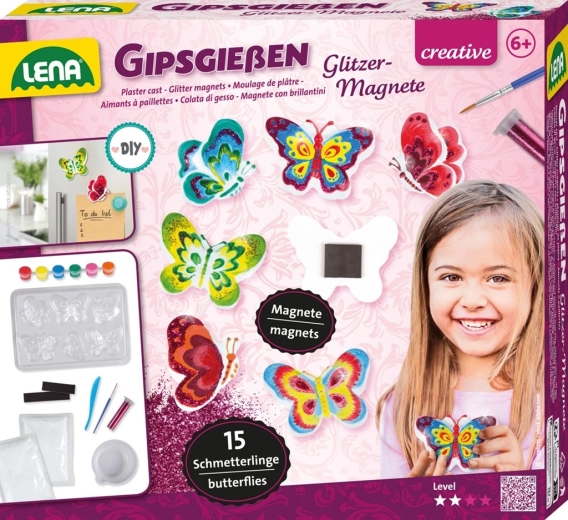 Lena sadrové magnetky s trblietkami Motýle