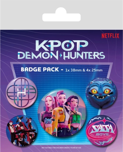 Sada kovových odznakov K-pop Demon Hunters (Netflix)
