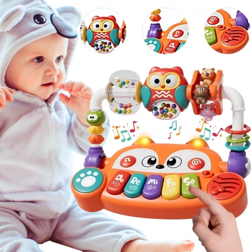 Woopie Baby interaktívne vzdelávacie piano líška s LED a hrkálkami