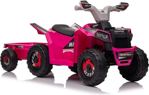 Ružová batériová štvorkolka XMX630T s prívesom