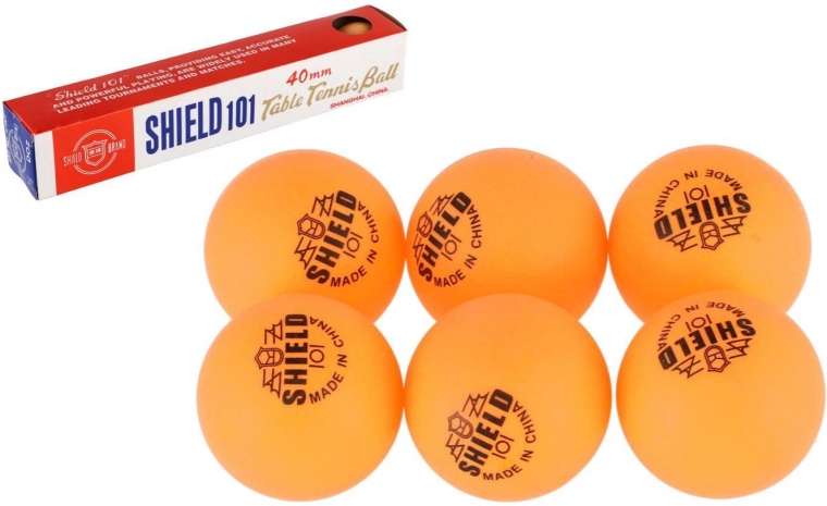 Loptičky na stolný tenis SHIELD 6 ks bezšvové žlté 40 mm