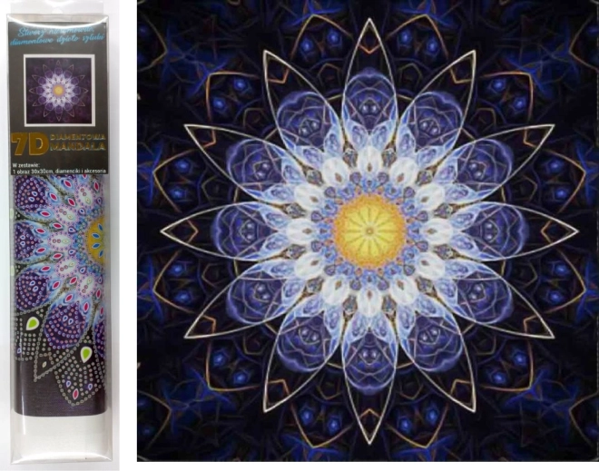 Diamantové maľovanie 7D – modrá mandala 30 × 30 cm