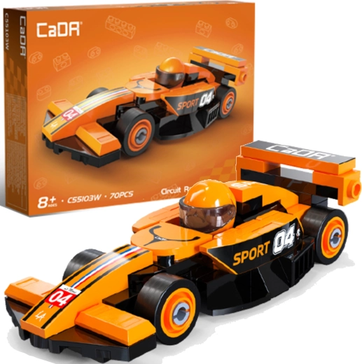 CaDA stavebnica pretekárske auto Circuit Racing Car oranžové 70 dielikov