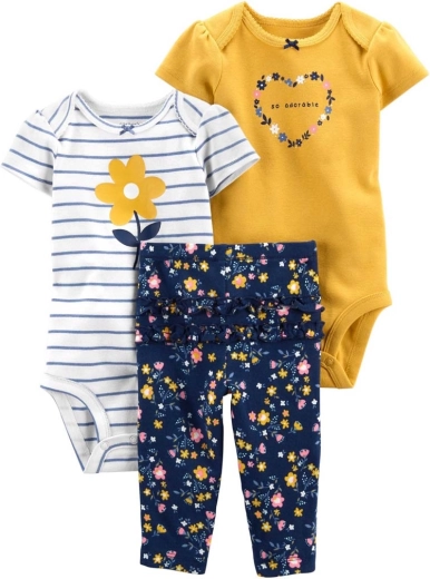 Carter's 3-dielna sada pre bábätko – 2× body s krátkym rukávom a dlhé nohavice Multiflora, dievča, veľ. 56 (NB)