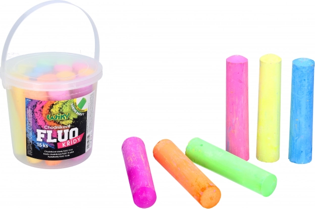 Chodníkové kriedy FLUO v vedierku 15 ks