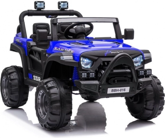 Detské elektrické autíčko 12V v modrej farbe s EVA kolesami a diaľkovým ovládaním