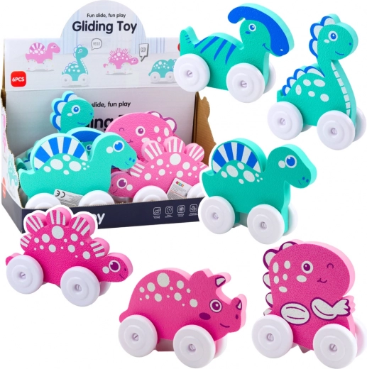 Dinosaurus na kolieskach z peny pre deti mix farieb