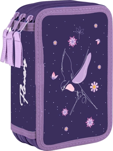 Trojposchodový školský peračník Flowers – prázdny