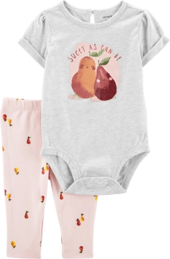CARTER'S dvojdielny set body s krátkym rukávom a legíny Grey Pears pre dievča – NB