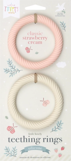 Silikónové hryzátka s listami pre bábätká, 2 ks – Jahody