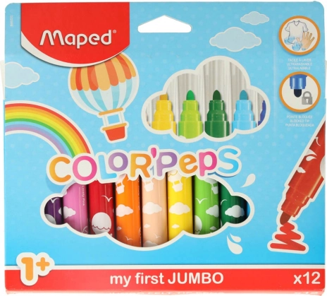 Fixky pre malé deti 1+ MAPED Color’Peps Early Age, 12 farieb
