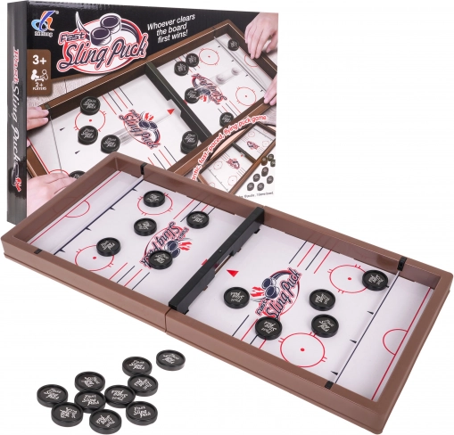 Stolová hra Sling Puck pre deti aj dospelých s drevenou základňou