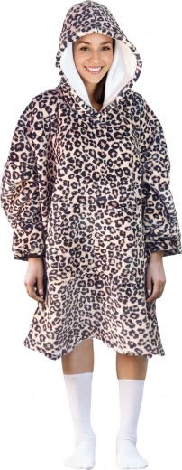hrejivá mikinová deka s kapucňou COZY NOXXIEZ s leopardím potlačou
