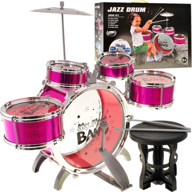 Detská bičia súprava 5 dielov so stoličkou – Ružová