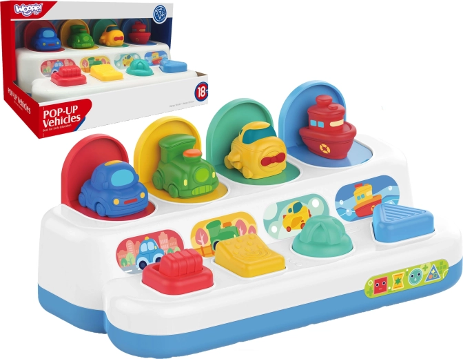 Woopie Baby vzdelávacia hračka s vyskakujúcimi vozidlami