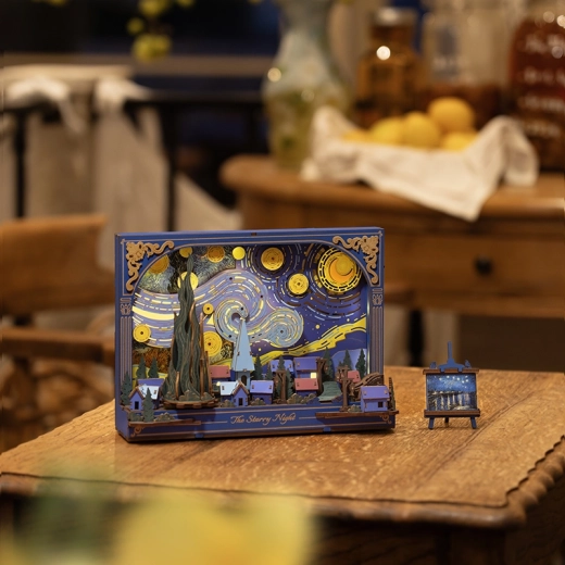 Vrstvená 3D scéna s dekoratívnym stojanom