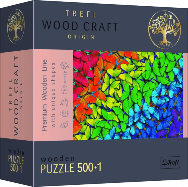 Drevené puzzle Trefl Wood Craft Dúhoví motýle 501 dielikov